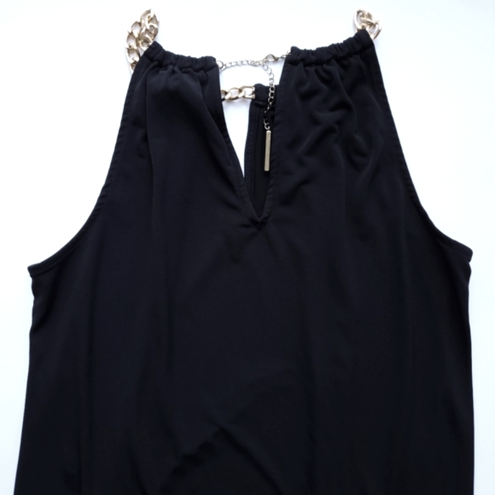 MICHAEL Michael Kors Sleeveless Gold Chain Neck High-Low Dress - Picture 5 of 11